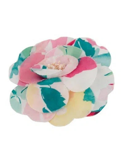Pre-owned Chanel Camellia Brooch Pin In Multi