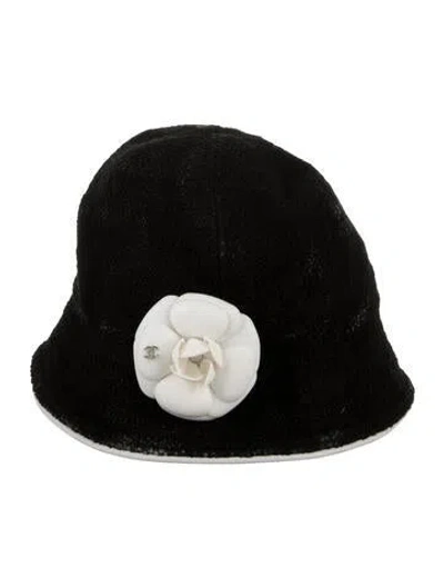 Pre-owned Chanel Camellia Bucket Hat In Black
