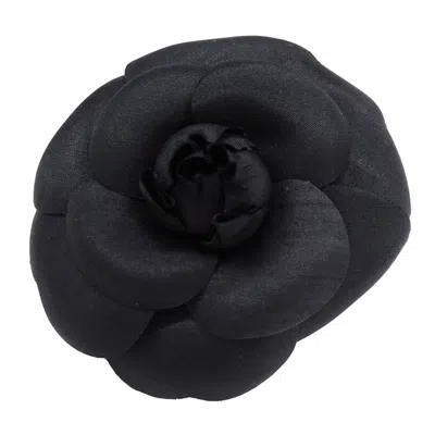 Pre-owned Chanel Camellia Canvas Brooch () In Black