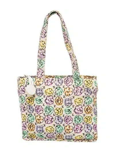 Pre-owned Chanel Camellia Cc Tote In Neutral