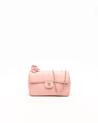 Pre-owned Chanel Camellia Chocolate Bar Bag In Pink