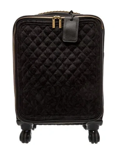 Pre-owned Chanel Camellia Coco Case Trolley Luggage In Black