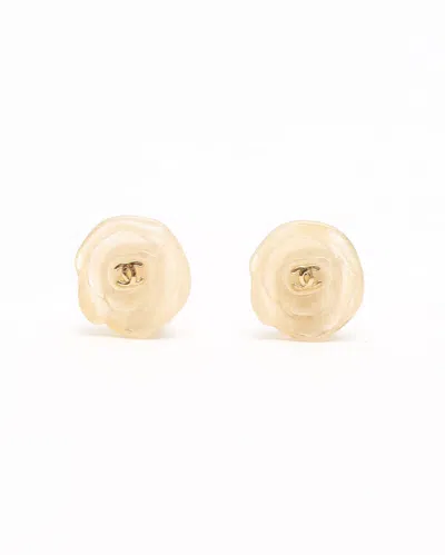 Pre-owned Chanel Camellia Coco Mark Clip-on Earrings