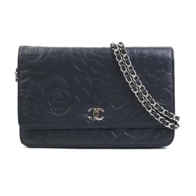 Pre-owned Chanel Camellia Coin Purse/coin Case () In Black