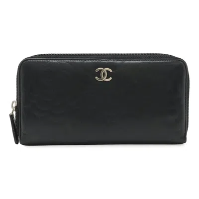 Pre-owned Chanel Camellia Coin Purse/coin Case () In Black