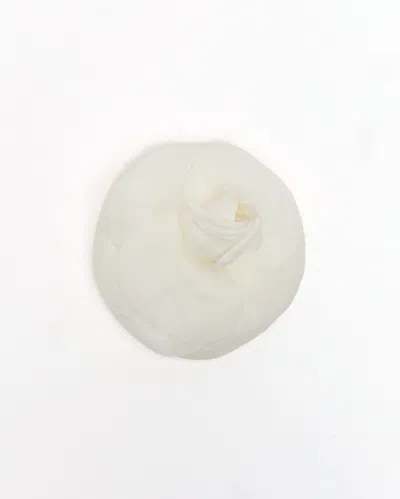 Pre-owned Chanel Camellia Corsages Brooch In White