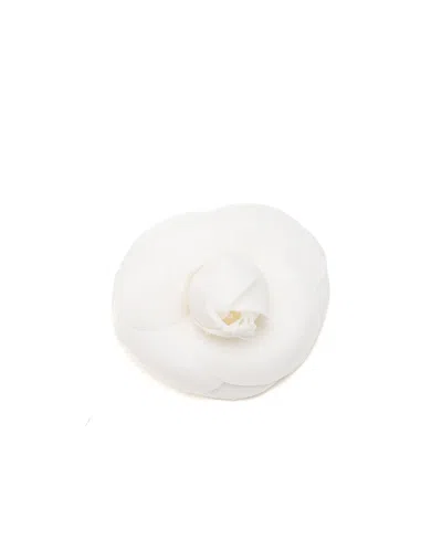 Pre-owned Chanel Camellia Corsages Brooch In White