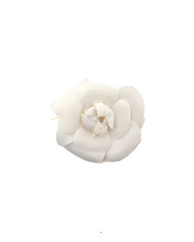 Pre-owned Chanel Camellia Corsages Brooch In White