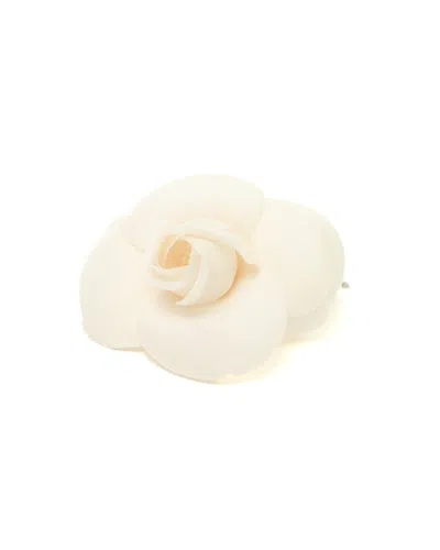 Pre-owned Chanel Camellia Corsages Brooch In White