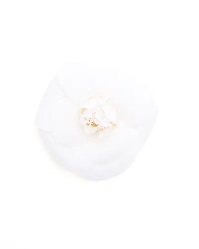 Pre-owned Chanel Camellia Corsages Brooch In White