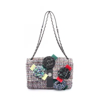 Pre-owned Chanel Camellia Fabric Leather Shoulder Bag () In Multi