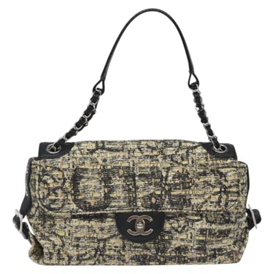 Pre-owned Chanel Camellia Flap Bag Tweed Tweed Shoulder Bag Bag () In Sand
