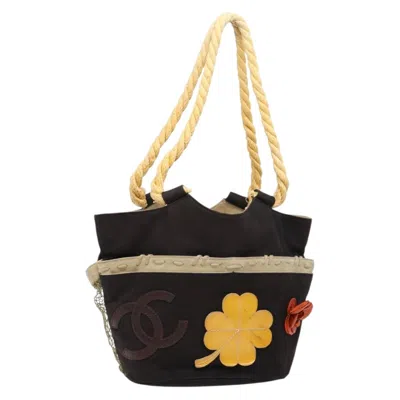 Pre-owned Chanel Camellia Flower Tote Canvas Black Canvas Tote Bag Bag ()