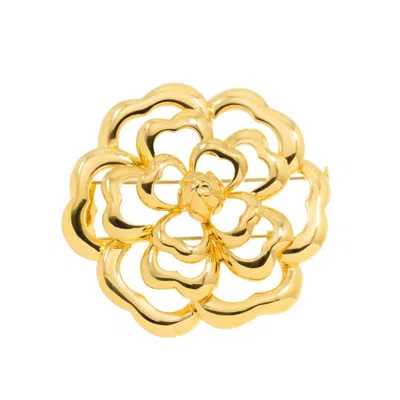 Pre-owned Chanel Camellia Gold (18k) Brooch () In Yellow