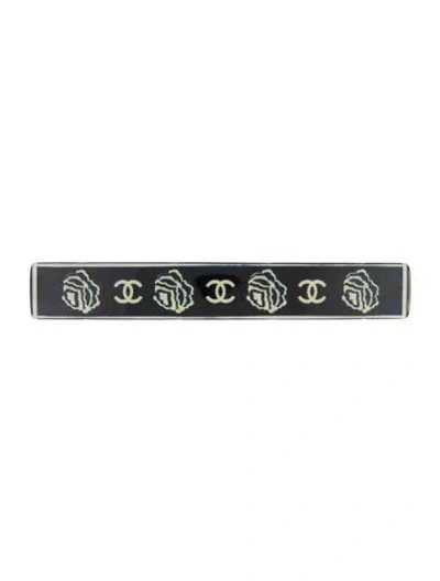 Pre-owned Chanel Camellia Hair Clip In Black