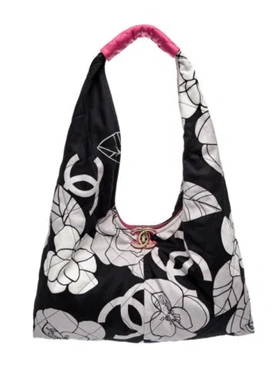 Pre-owned Chanel Camellia Hobo W/pouch In Black