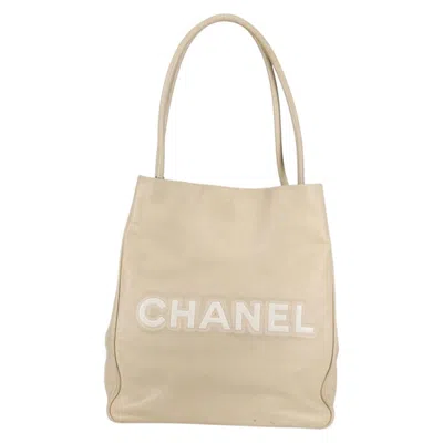 Pre-owned Chanel Camellia Leather Tote Bag () In Sand