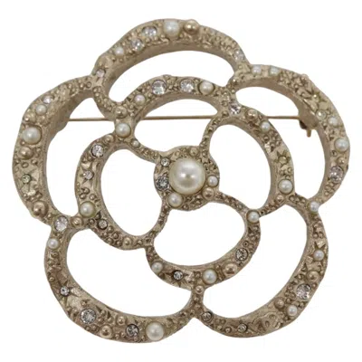 Pre-owned Chanel Camellia Metal Brooch Jewelry () In Silver