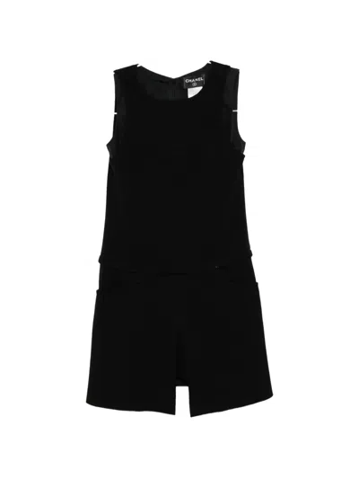 Pre-owned Chanel Camellia Mini Dress In Black