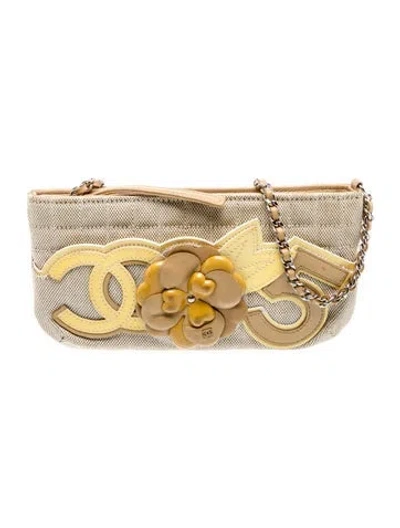 Pre-owned Chanel Camellia No. 5 Pochette In Neutral