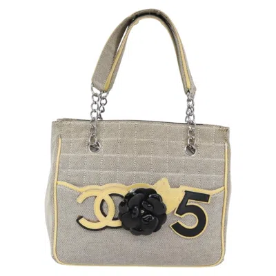 Pre-owned Chanel Camellia No.5 Tote Canvas Canvas Bag () In Gray