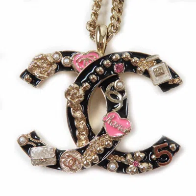 Pre-owned Chanel Camellia Perfume Bag Icon Design Necklace In Black