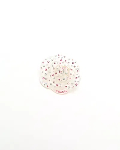 Pre-owned Chanel Camellia Rhinestone Brooch