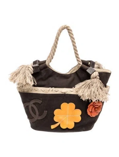 Pre-owned Chanel Camellia Rope Tote In Brown