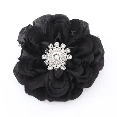 Pre-owned Chanel Camellia Silk Brooch () In Black