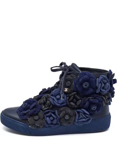 Pre-owned Chanel Camellia Sneakers In Black