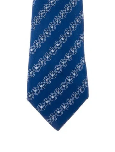 Pre-owned Chanel Camellia Tie In Blue