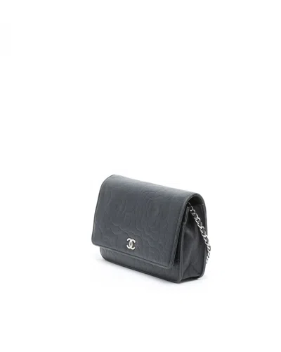 Pre-owned Chanel Camellia Wallet On Chain Bag In Black