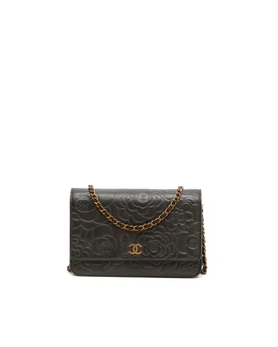 Chanel Camellia Wallet On Chain Bag In Black