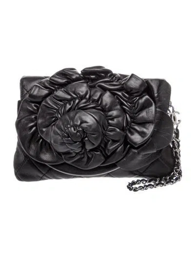 Pre-owned Chanel Camellia Wristlet In Black