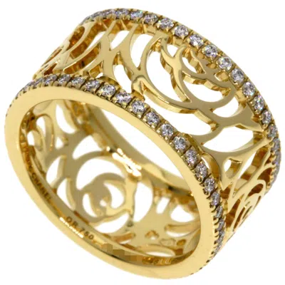 Pre-owned Chanel Camellia Yellow Band Ring ()