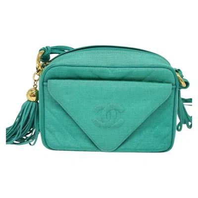 Pre-owned Chanel Camera Canvas Shoulder Bag () In Green
