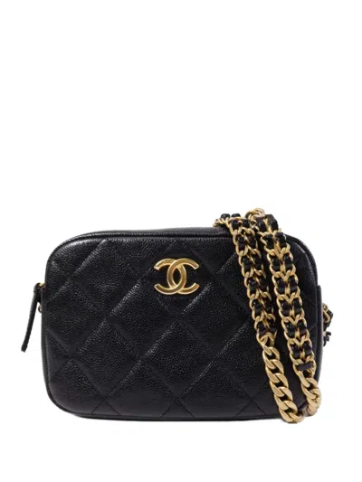 Pre-owned Chanel Camera Cc Diamond-quilted Shoulder Bag In Black