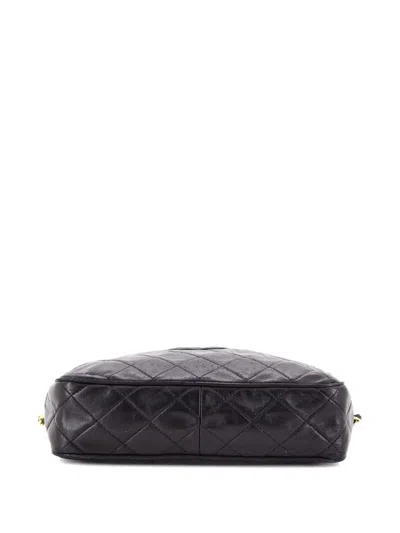 Pre-owned Chanel Camera Tassel Bag Quilted Leather Medium Shoulder Bag In Black