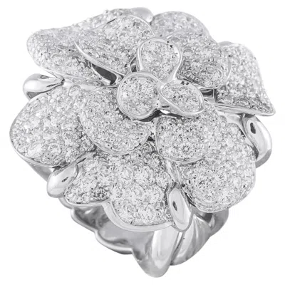 Pre-owned Chanel Camlia 18k White Gold 3.45ct Diamond Ring Ch16-060326