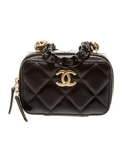 Pre-owned Chanel Candy Chain Card Holder W/ Chain In Black