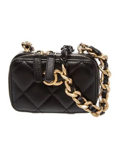 Pre-owned Chanel Candy Chain Card Holder W/ Chain In Black