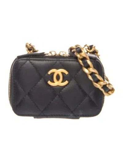 Pre-owned Chanel Candy Chain Card Holder W/ Chain In Black