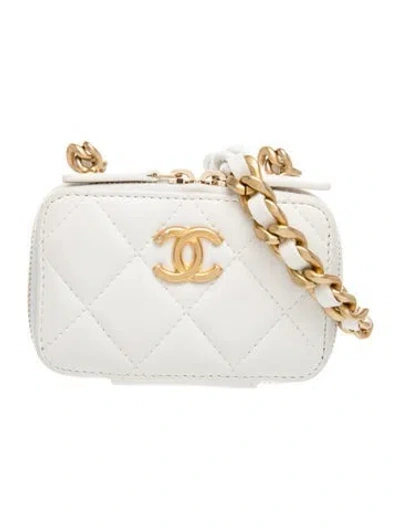 Pre-owned Chanel Candy Chain Card Holder W/ Chain In White