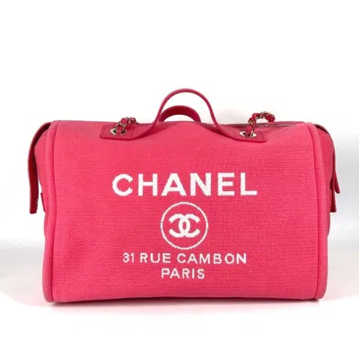 Pre-owned Chanel Canvas Boston Bag Handbag Shoulder Bag () In Pink