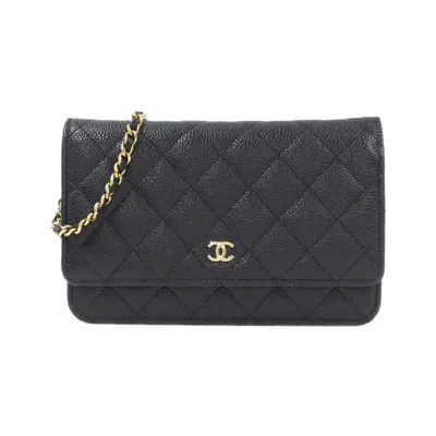 Pre-owned Chanel Canvas Chain/shoulder Wallet () In Black