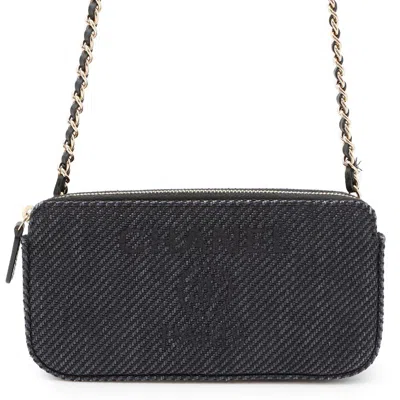 Pre-owned Chanel Canvas Chain/shoulder Wallet () In Black
