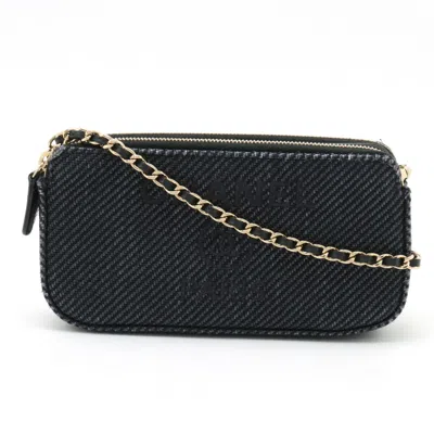 Pre-owned Chanel Canvas Clutch Bag Shoulder Bag () In Black