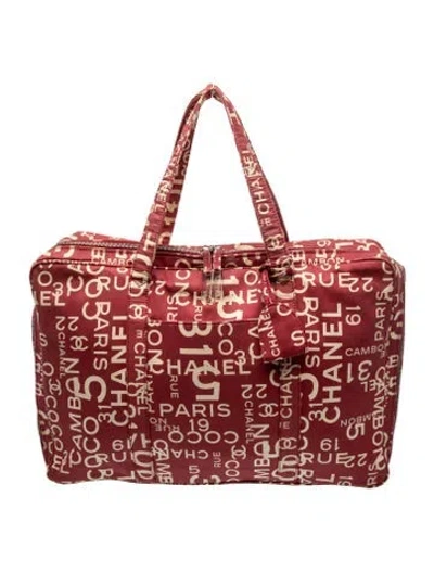 Pre-owned Chanel Canvas Coco Chain Tote In Red