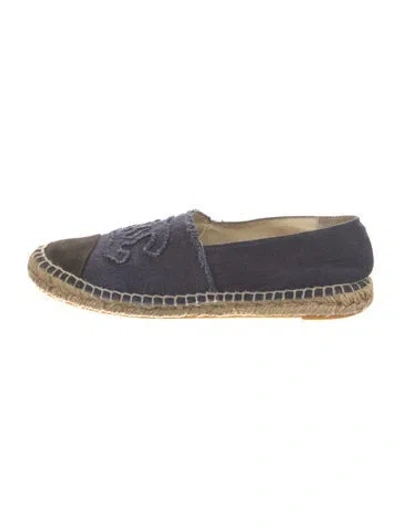 Pre-owned Chanel Canvas Colorblock Pattern Espadrilles In Blue