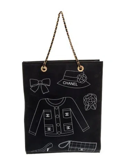 Pre-owned Chanel Canvas Icon Tote In Black